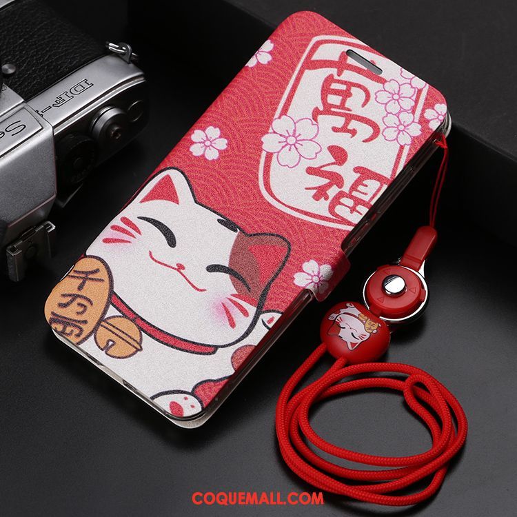 Étui Huawei Y6 2018 Téléphone Portable Protection Rouge, Coque Huawei Y6 2018 Ornements Suspendus Dessin Animé