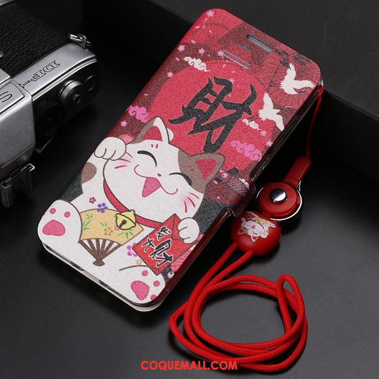 Étui Huawei Y6 2018 Téléphone Portable Protection Rouge, Coque Huawei Y6 2018 Ornements Suspendus Dessin Animé