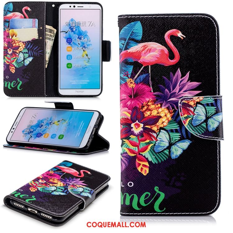 Étui Huawei Y6 2018 Téléphone Portable Étui En Cuir Noir, Coque Huawei Y6 2018 Tout Compris Incassable