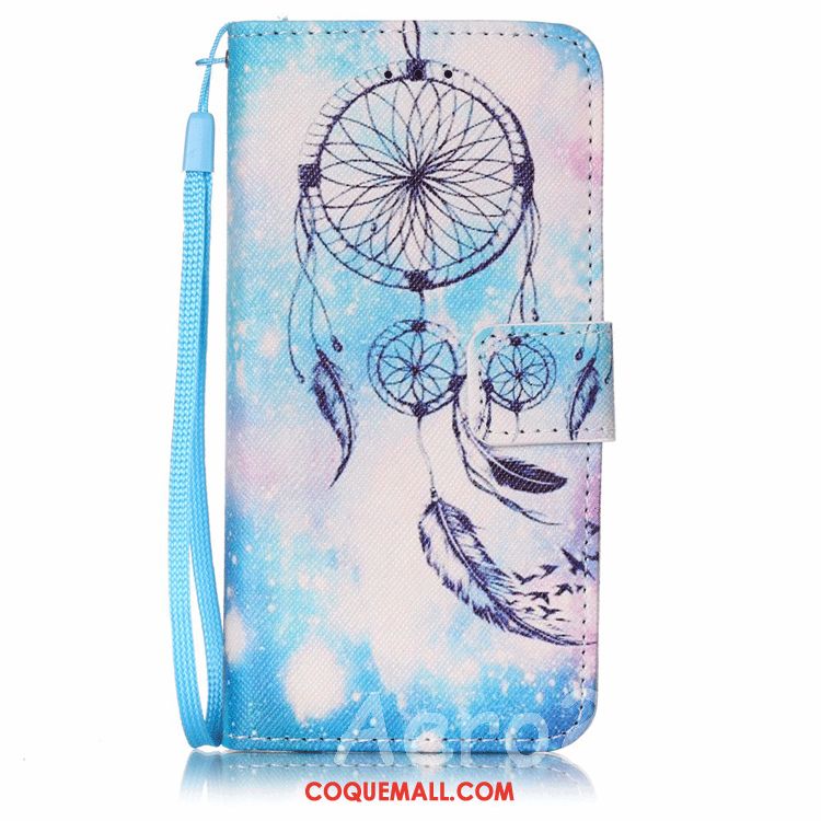 Étui Huawei Y6 2018 Étui En Cuir Incassable Clamshell, Coque Huawei Y6 2018 Tout Compris Bleu