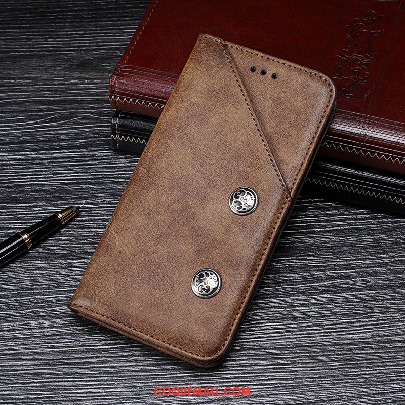 Étui Huawei Y6 2018 Étui En Cuir Protection Vintage, Coque Huawei Y6 2018 Incassable Noir