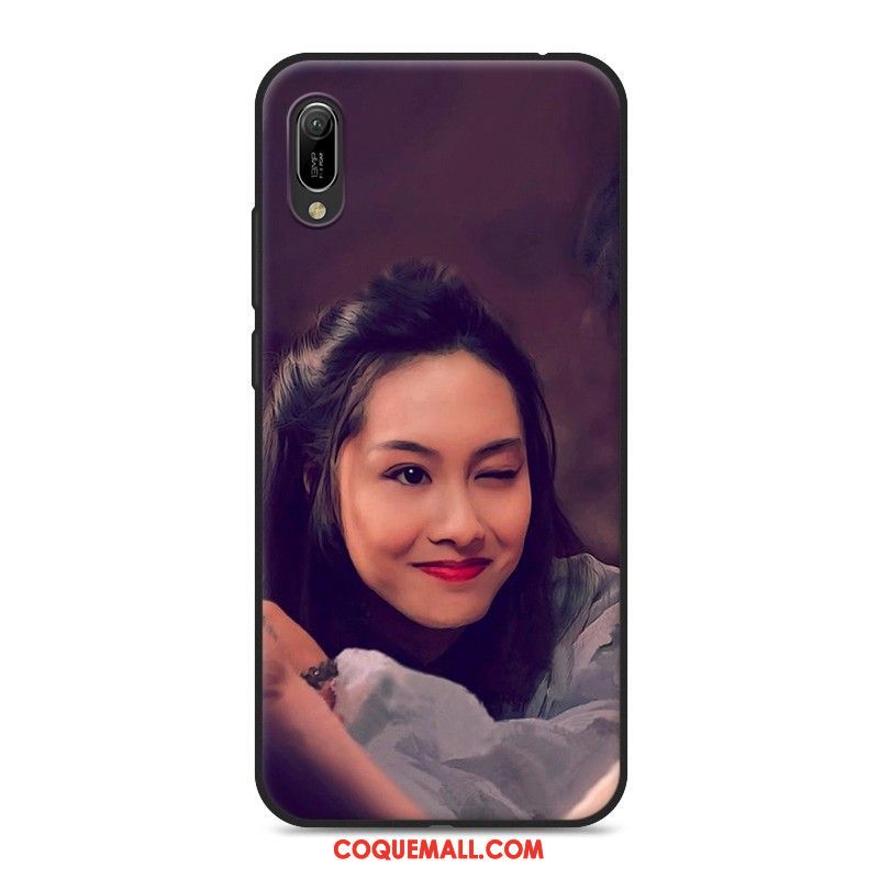 Étui Huawei Y6 2019 Amoureux Noir Fluide Doux, Coque Huawei Y6 2019 Téléphone Portable Créatif