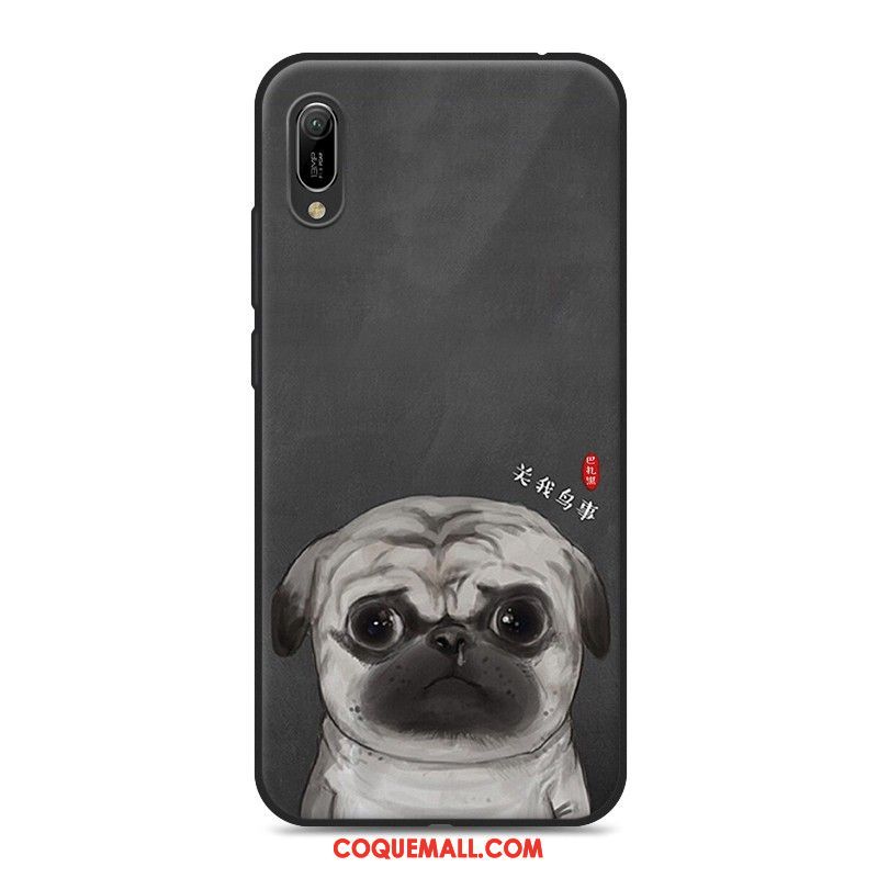 Étui Huawei Y6 2019 Amoureux Noir Fluide Doux, Coque Huawei Y6 2019 Téléphone Portable Créatif