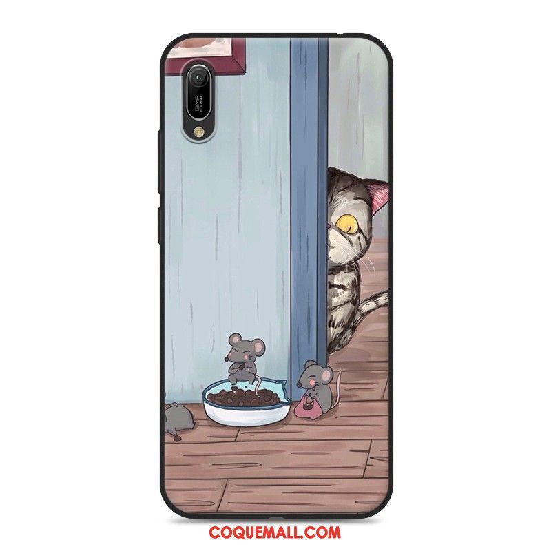 Étui Huawei Y6 2019 Amoureux Noir Fluide Doux, Coque Huawei Y6 2019 Téléphone Portable Créatif