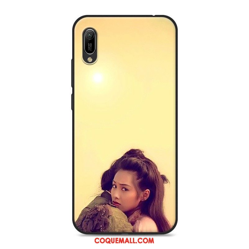 Étui Huawei Y6 2019 Amoureux Noir Fluide Doux, Coque Huawei Y6 2019 Téléphone Portable Créatif