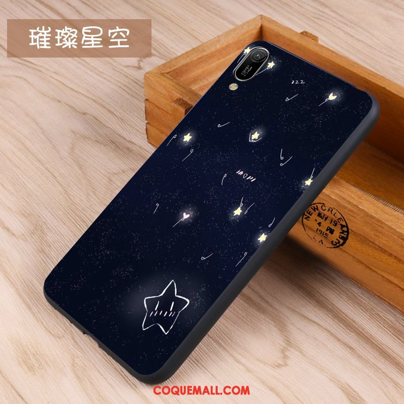 Étui Huawei Y6 2019 Bleu Fluide Doux Marque De Tendance, Coque Huawei Y6 2019 Net Rouge Silicone