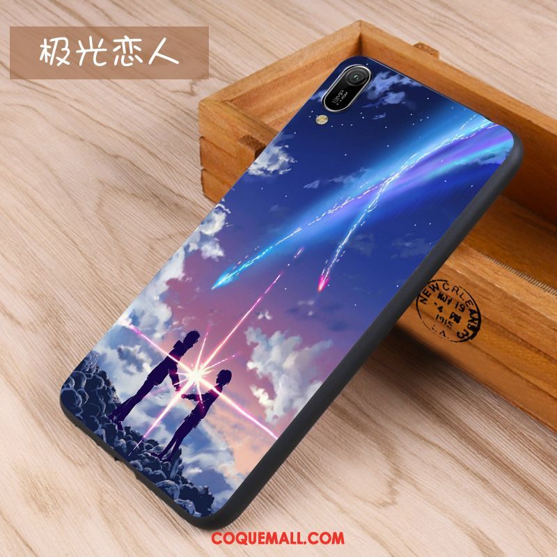 Étui Huawei Y6 2019 Bleu Fluide Doux Marque De Tendance, Coque Huawei Y6 2019 Net Rouge Silicone