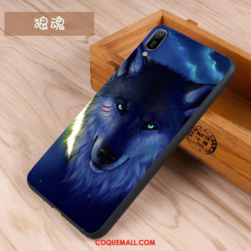 Étui Huawei Y6 2019 Bleu Fluide Doux Marque De Tendance, Coque Huawei Y6 2019 Net Rouge Silicone