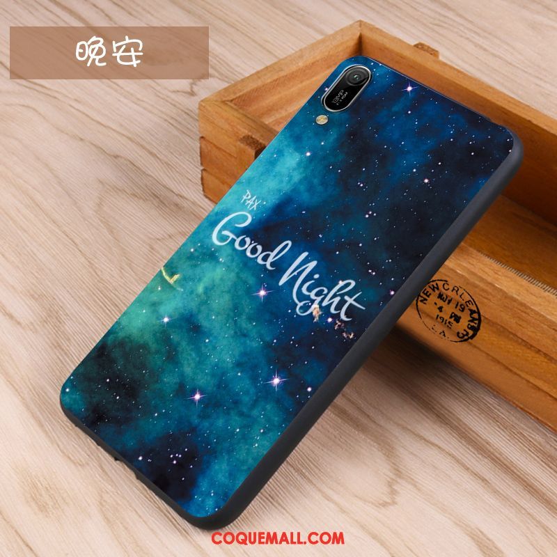 Étui Huawei Y6 2019 Bleu Fluide Doux Marque De Tendance, Coque Huawei Y6 2019 Net Rouge Silicone