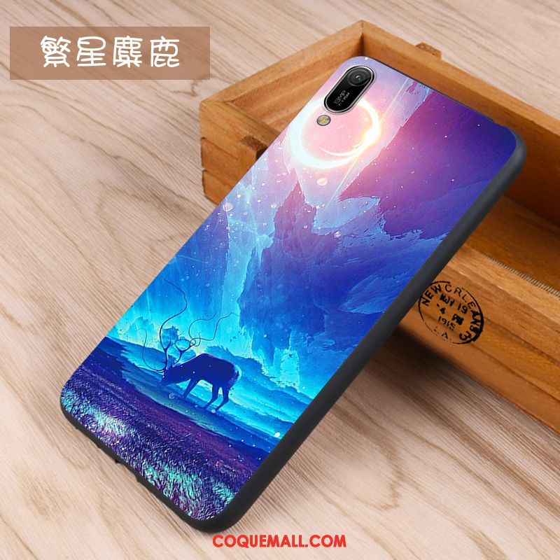 Étui Huawei Y6 2019 Bleu Fluide Doux Marque De Tendance, Coque Huawei Y6 2019 Net Rouge Silicone