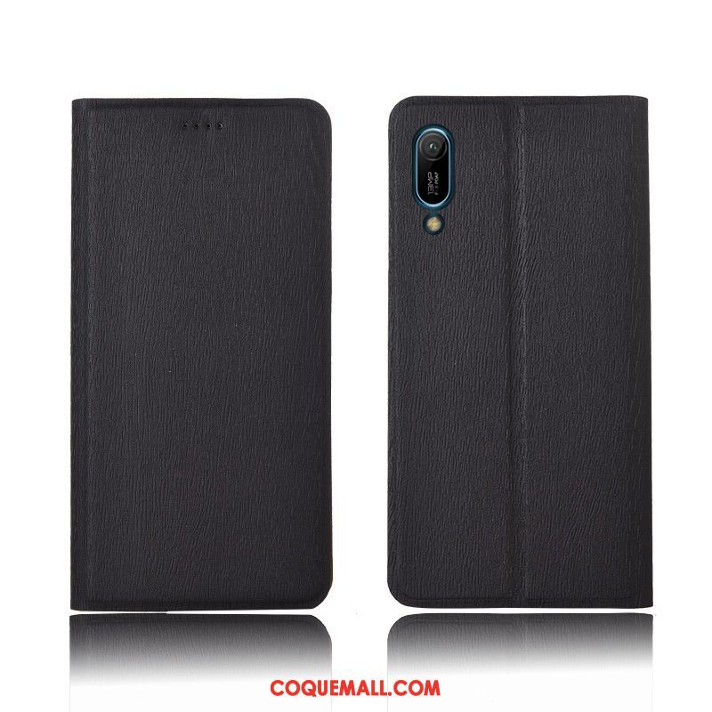 Étui Huawei Y6 2019 Bleu Silicone Incassable, Coque Huawei Y6 2019 En Cuir Clamshell