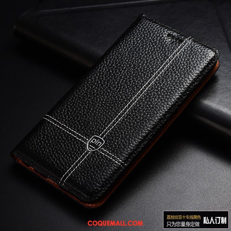 Étui Huawei Y6 2019 Cuir Véritable Protection Clamshell, Coque Huawei Y6 2019 Incassable En Cuir