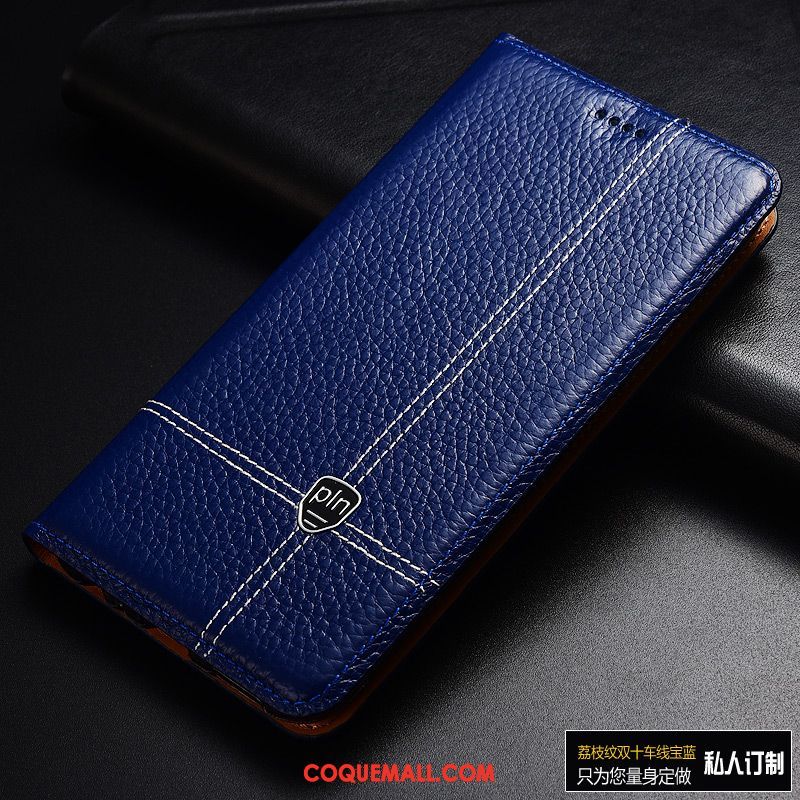 Étui Huawei Y6 2019 Cuir Véritable Protection Clamshell, Coque Huawei Y6 2019 Incassable En Cuir