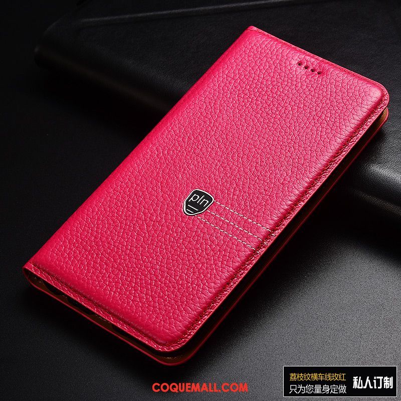 Étui Huawei Y6 2019 Cuir Véritable Protection Clamshell, Coque Huawei Y6 2019 Incassable En Cuir