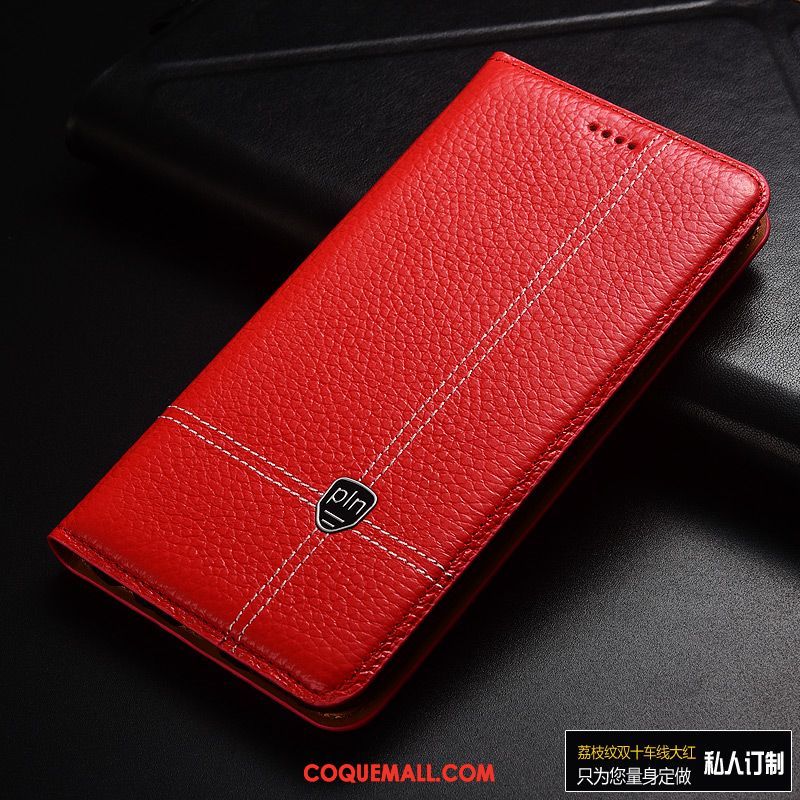 Étui Huawei Y6 2019 Cuir Véritable Protection Clamshell, Coque Huawei Y6 2019 Incassable En Cuir