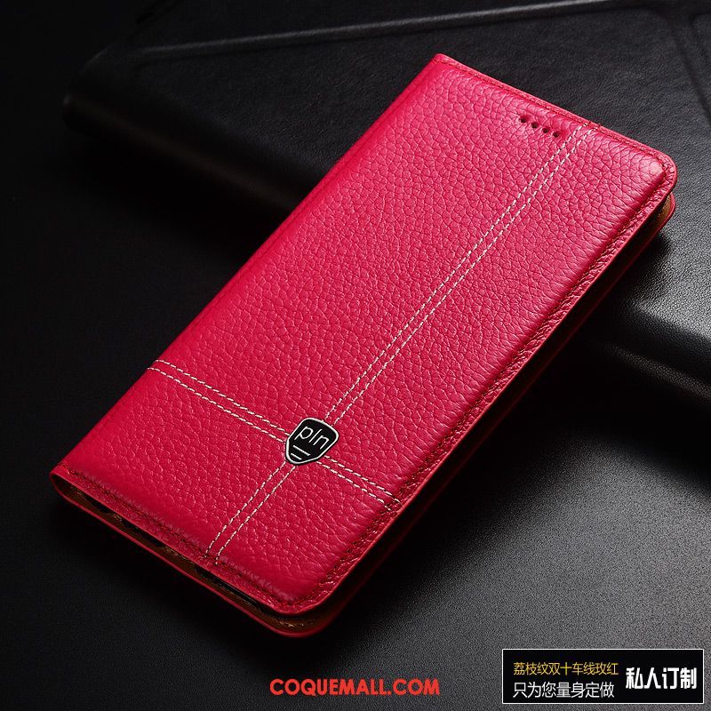 Étui Huawei Y6 2019 Cuir Véritable Protection Clamshell, Coque Huawei Y6 2019 Incassable En Cuir