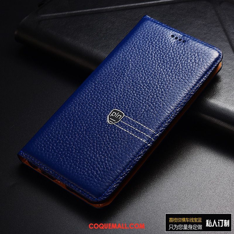 Étui Huawei Y6 2019 Cuir Véritable Protection Clamshell, Coque Huawei Y6 2019 Incassable En Cuir