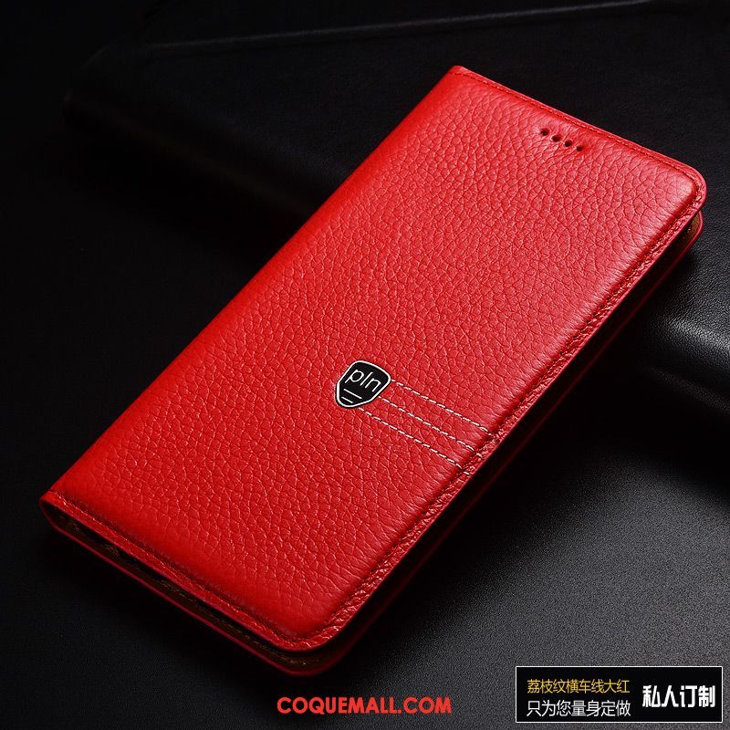 Étui Huawei Y6 2019 Cuir Véritable Protection Clamshell, Coque Huawei Y6 2019 Incassable En Cuir