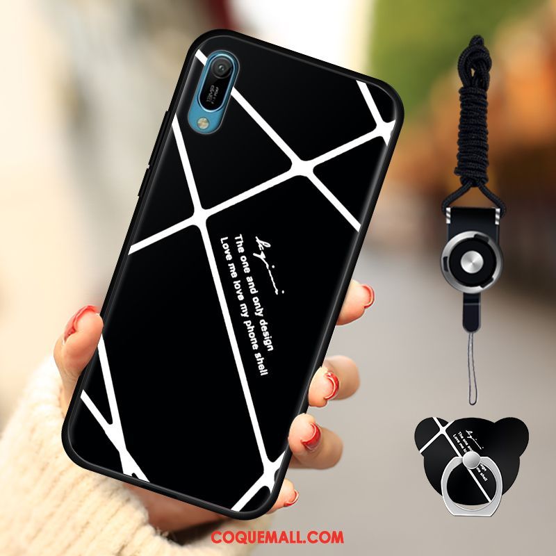 Étui Huawei Y6 2019 Fluide Doux Membrane Téléphone Portable, Coque Huawei Y6 2019 Bleu Ornements Suspendus