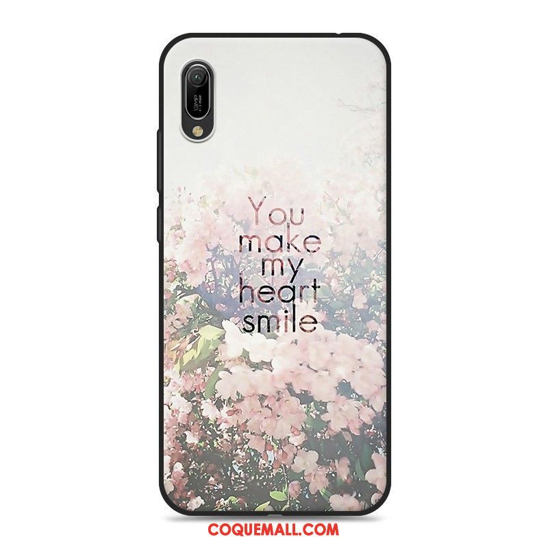 Étui Huawei Y6 2019 Fluide Doux Rose Téléphone Portable, Coque Huawei Y6 2019 Dessin Animé Silicone