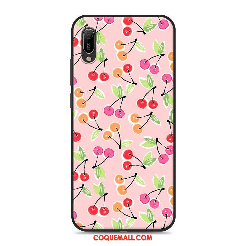 Étui Huawei Y6 2019 Fluide Doux Rose Téléphone Portable, Coque Huawei Y6 2019 Dessin Animé Silicone