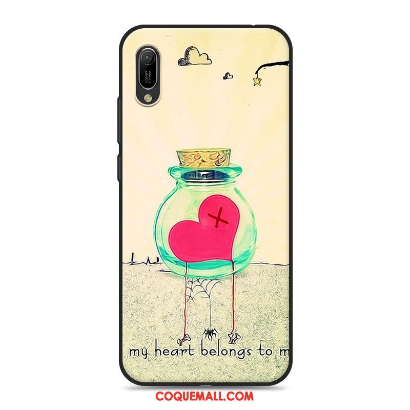 Étui Huawei Y6 2019 Fluide Doux Rose Téléphone Portable, Coque Huawei Y6 2019 Dessin Animé Silicone