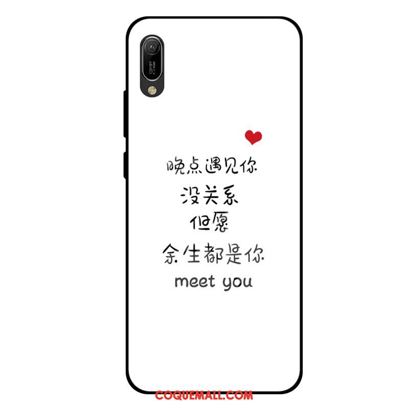 Étui Huawei Y6 2019 Fluide Doux Tout Compris Blanc, Coque Huawei Y6 2019 Silicone Amoureux