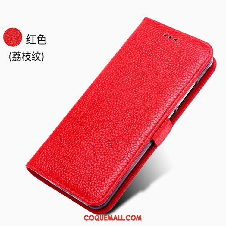 Étui Huawei Y6 2019 Personnalité Cuir Véritable Protection, Coque Huawei Y6 2019 Téléphone Portable Rouge