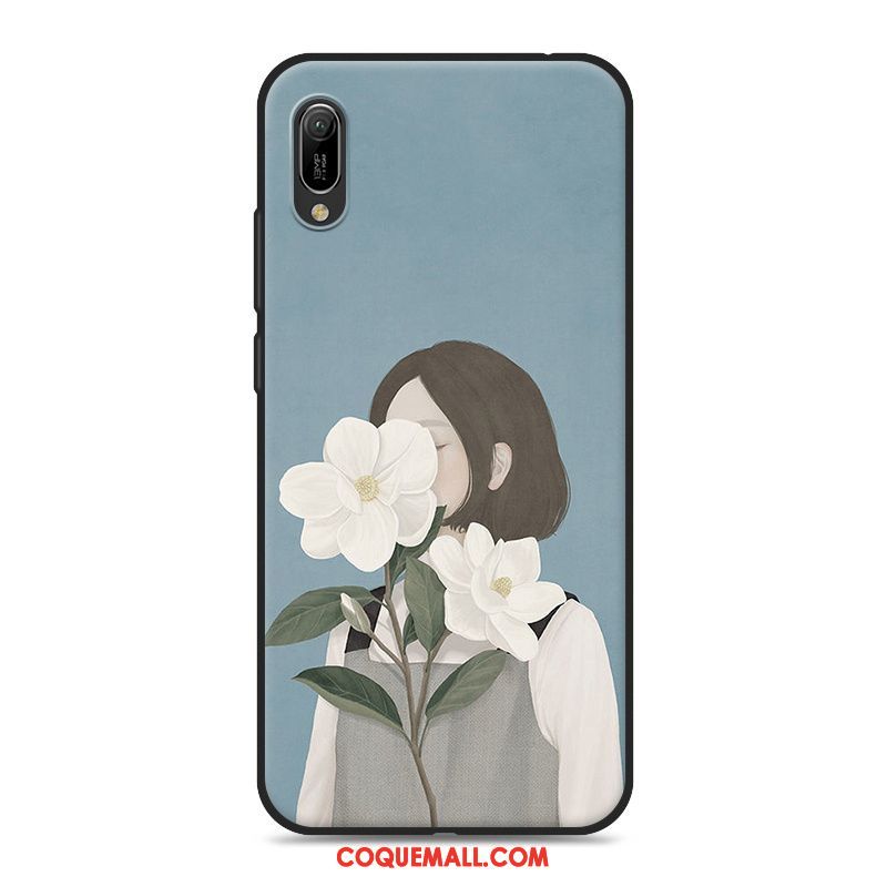 Étui Huawei Y6 2019 Petit Bleu Art, Coque Huawei Y6 2019 Frais Téléphone Portable