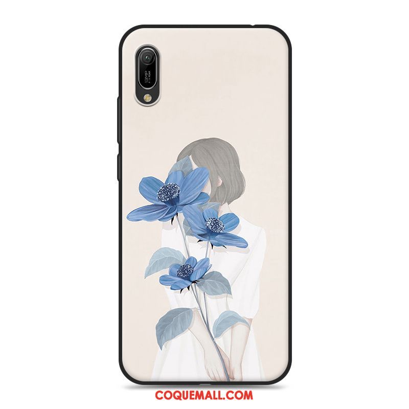 Étui Huawei Y6 2019 Petit Bleu Art, Coque Huawei Y6 2019 Frais Téléphone Portable