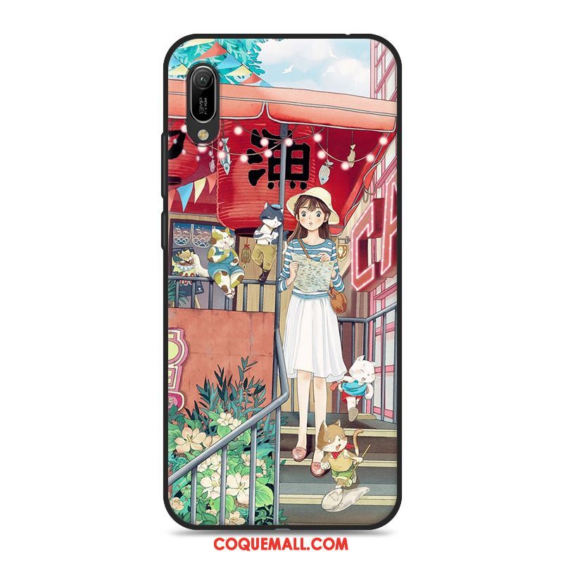 Étui Huawei Y6 2019 Petit Bleu Art, Coque Huawei Y6 2019 Frais Téléphone Portable