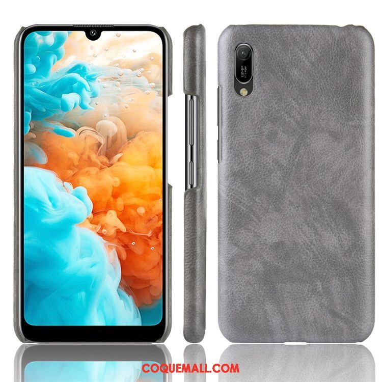 Étui Huawei Y6 2019 Protection Modèle Fleurie Litchi, Coque Huawei Y6 2019 Téléphone Portable Difficile Braun