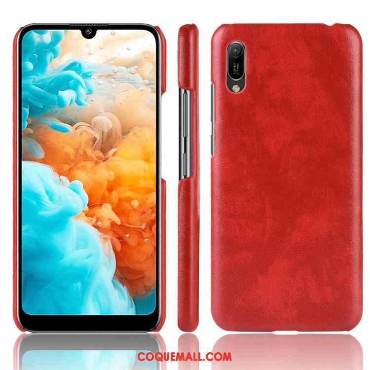 Étui Huawei Y6 2019 Protection Modèle Fleurie Litchi, Coque Huawei Y6 2019 Téléphone Portable Difficile Braun