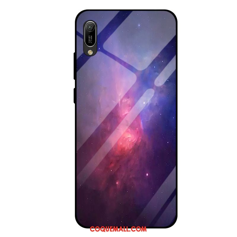 Étui Huawei Y6 2019 Tout Compris Mode Verre Trempé, Coque Huawei Y6 2019 Miroir Violet