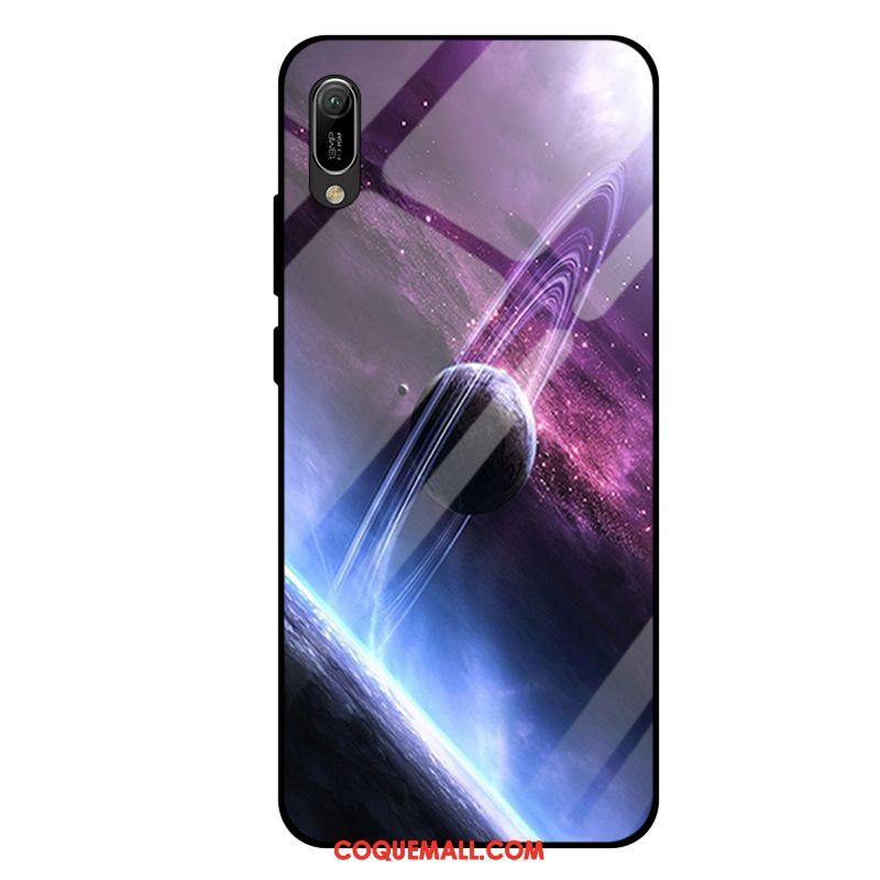 Étui Huawei Y6 2019 Tout Compris Mode Verre Trempé, Coque Huawei Y6 2019 Miroir Violet