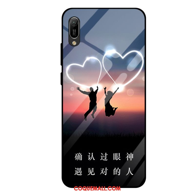 Étui Huawei Y6 2019 Tout Compris Mode Verre Trempé, Coque Huawei Y6 2019 Miroir Violet