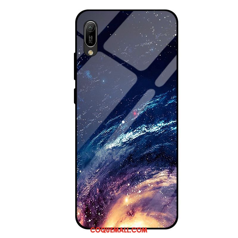 Étui Huawei Y6 2019 Tout Compris Mode Verre Trempé, Coque Huawei Y6 2019 Miroir Violet