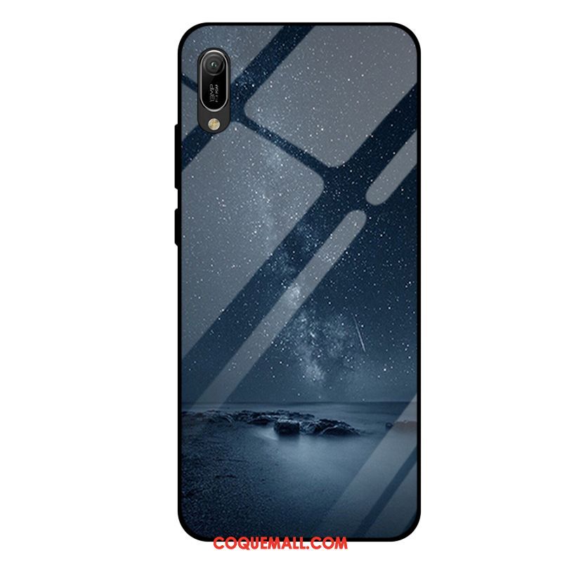 Étui Huawei Y6 2019 Tout Compris Mode Verre Trempé, Coque Huawei Y6 2019 Miroir Violet