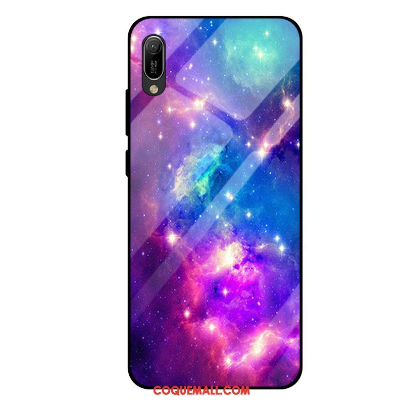 Étui Huawei Y6 2019 Tout Compris Mode Verre Trempé, Coque Huawei Y6 2019 Miroir Violet