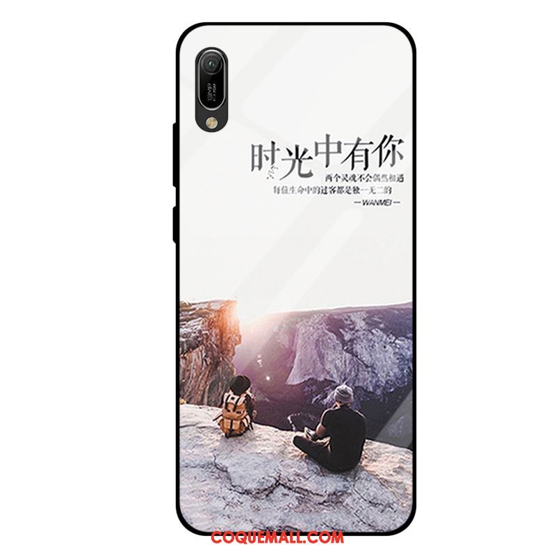 Étui Huawei Y6 2019 Tout Compris Mode Verre Trempé, Coque Huawei Y6 2019 Miroir Violet