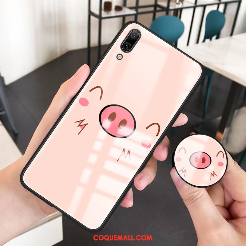 Étui Huawei Y6 2019 Tout Compris Protection Rose, Coque Huawei Y6 2019 Net Rouge Charmant