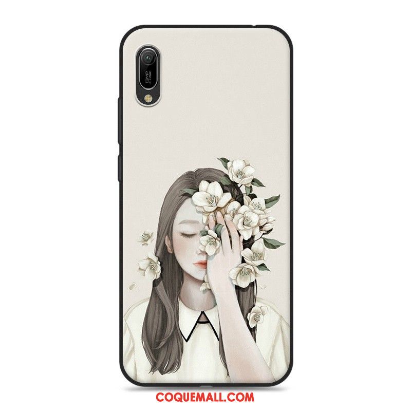 Étui Huawei Y6 2019 Téléphone Portable Blanc Protection, Coque Huawei Y6 2019 Fluide Doux