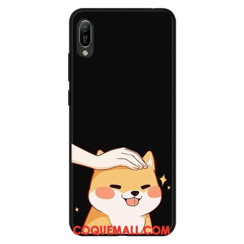 Étui Huawei Y6 2019 Téléphone Portable Dessin Animé Protection, Coque Huawei Y6 2019 Délavé En Daim Noir