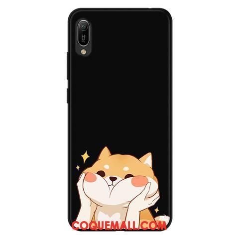 Étui Huawei Y6 2019 Téléphone Portable Dessin Animé Protection, Coque Huawei Y6 2019 Délavé En Daim Noir