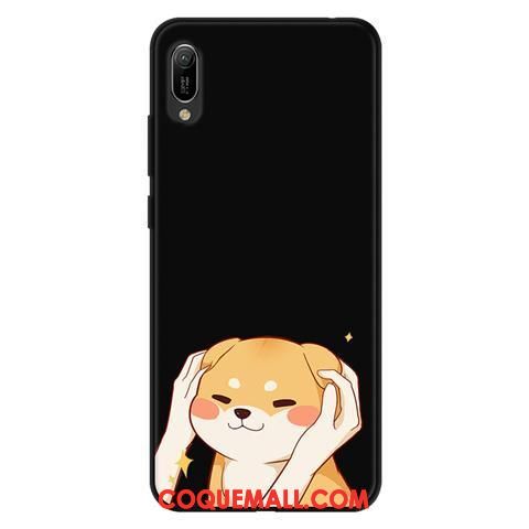 Étui Huawei Y6 2019 Téléphone Portable Dessin Animé Protection, Coque Huawei Y6 2019 Délavé En Daim Noir