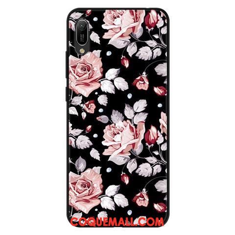 Étui Huawei Y6 2019 Téléphone Portable Dessin Animé Protection, Coque Huawei Y6 2019 Délavé En Daim Noir