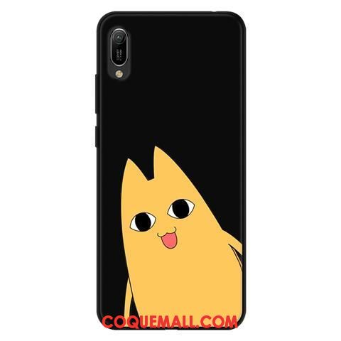 Étui Huawei Y6 2019 Téléphone Portable Dessin Animé Protection, Coque Huawei Y6 2019 Délavé En Daim Noir