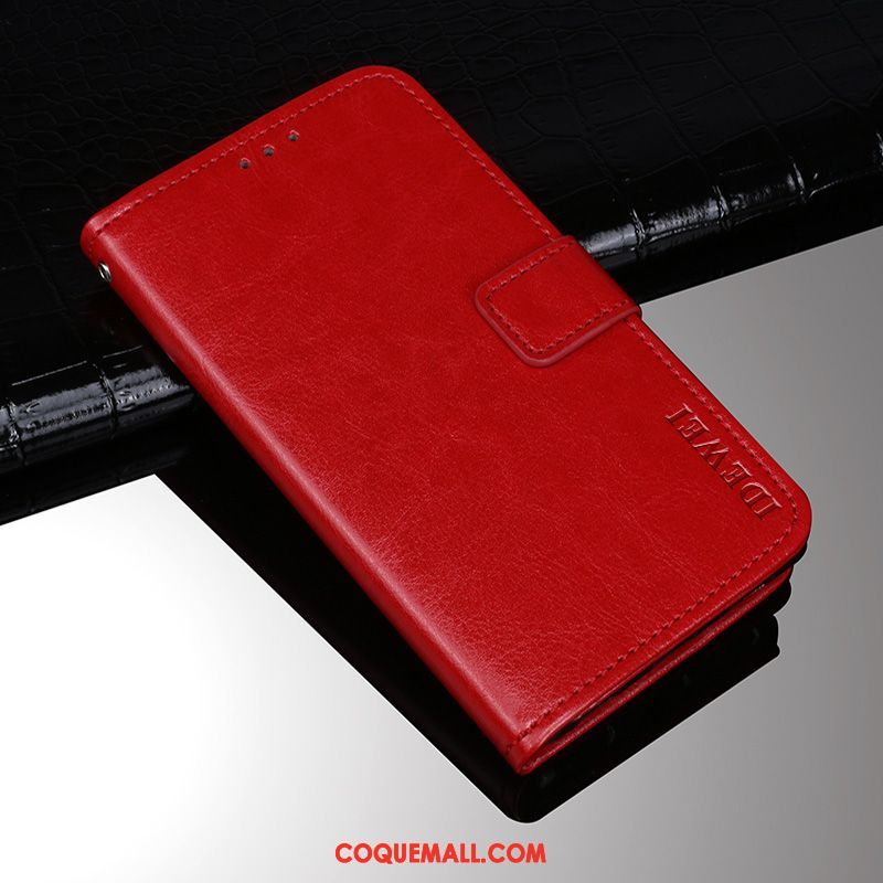 Étui Huawei Y6 2019 Téléphone Portable Rouge Modèle Fleurie, Coque Huawei Y6 2019 Protection Incassable