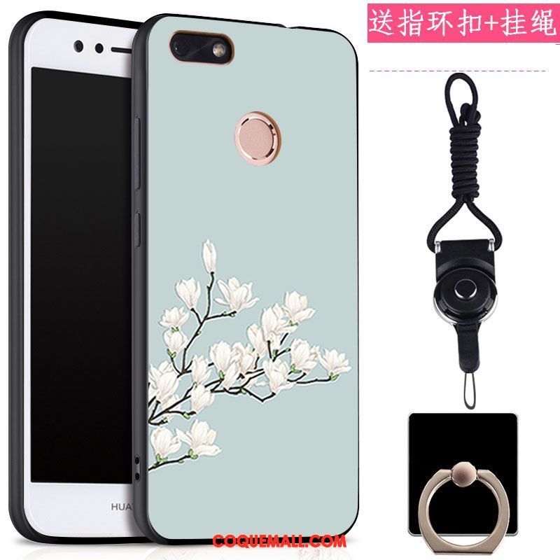 Étui Huawei Y6 Pro 2017 Blanc Téléphone Portable Anneau, Coque Huawei Y6 Pro 2017 Une Agrafe Ornements Suspendus