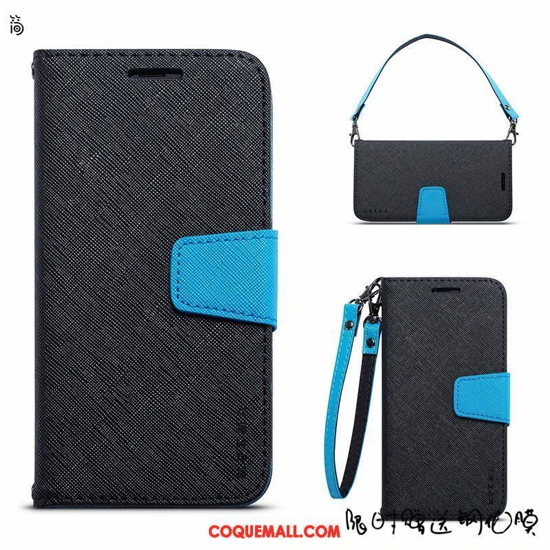 Étui Huawei Y6 Pro 2017 Bleu Simple Business, Coque Huawei Y6 Pro 2017 Étui En Cuir Incassable